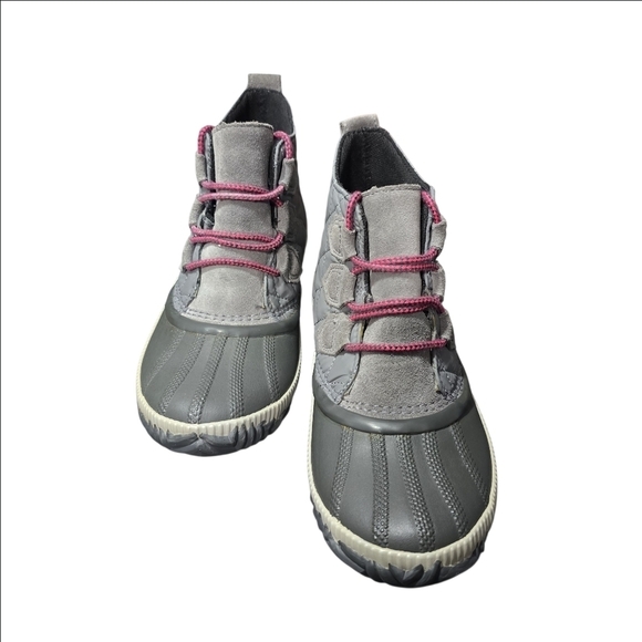 Sorel Out N About Quilted Ankle Rain Duck Boots Gray Leather Rubber Women’s 7 - Picture 8 of 16